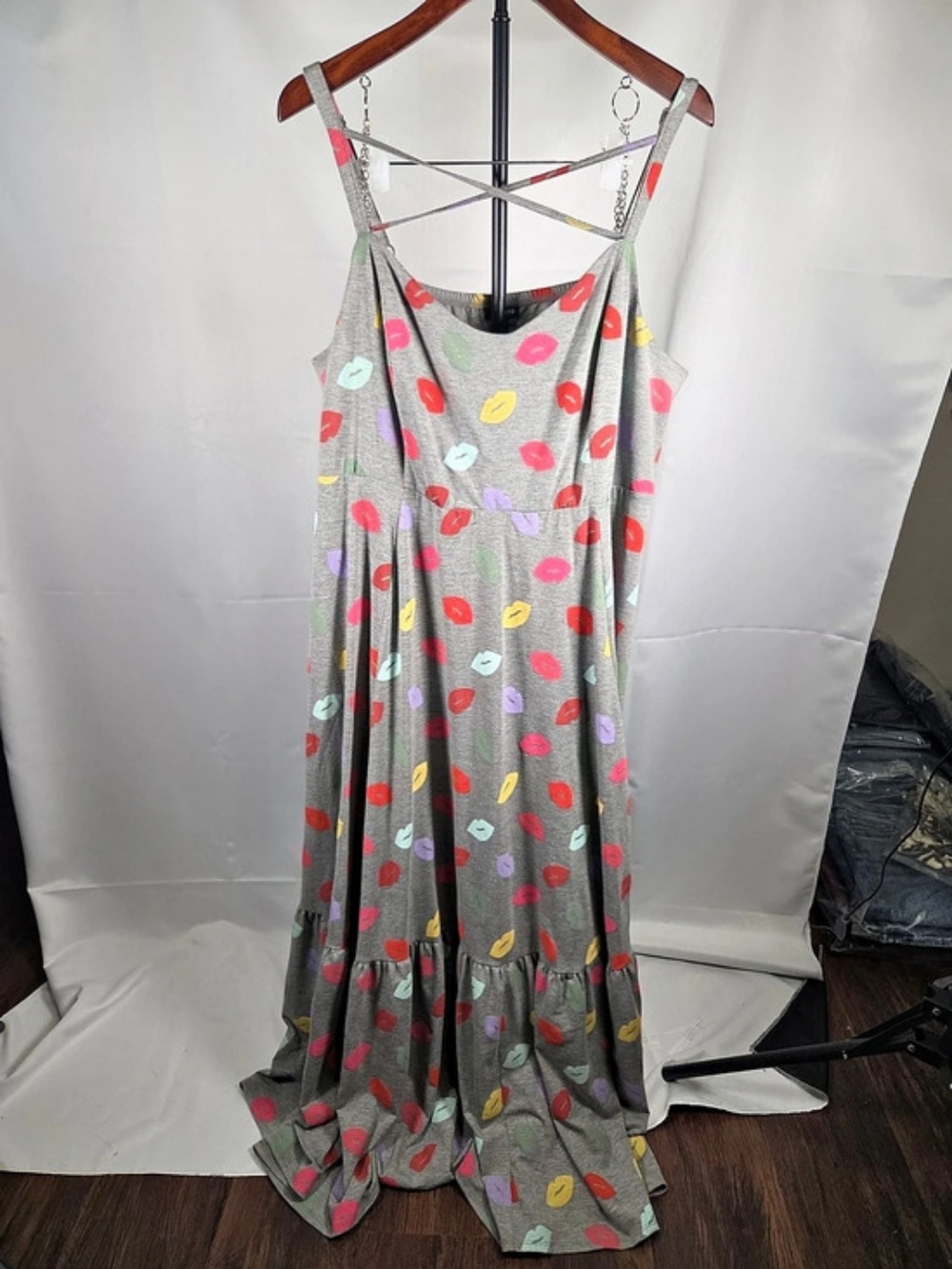 Torrid Gray Lip Print Maxi Dress Size 3X